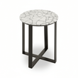 Marmara Marble Top Side Table With Black Iron Stand