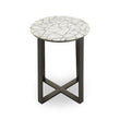 Marmara Marble Top Side Table With Black Iron Stand