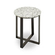Marmara Marble Top Side Table With Black Iron Stand