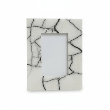 Marmara White and Black Marble 4In X 6In Small Photo Frame
