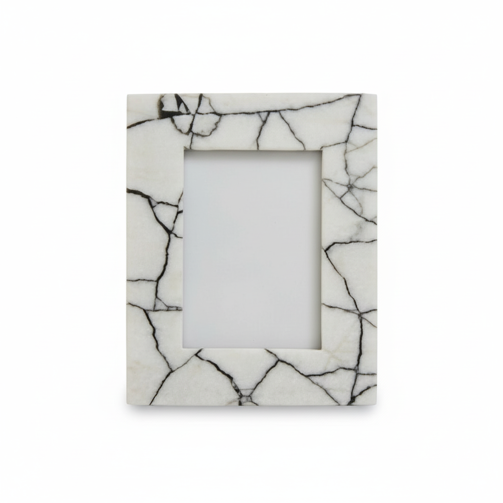 Marmara White and Black Marble 5In X 7In Large Photo Frame