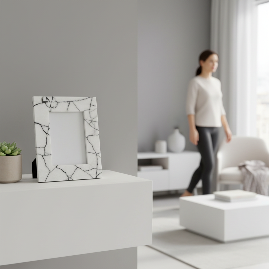 Marmara White and Black Marble 5In X 7In Large Photo Frame