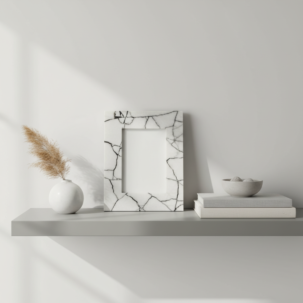 Marmara White and Black Marble 5In X 7In Large Photo Frame