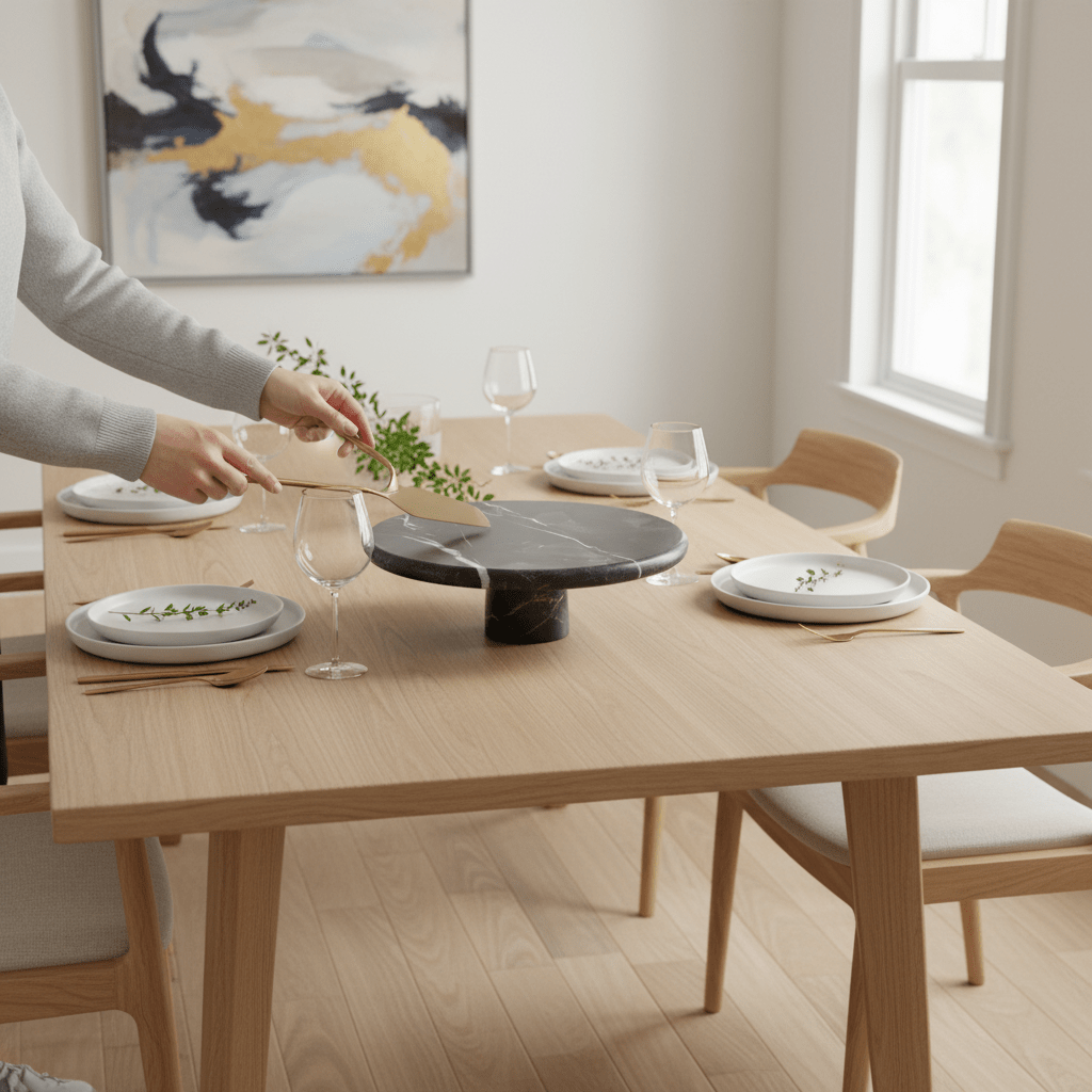 Marmore Black and Gold Marble Cake Stand