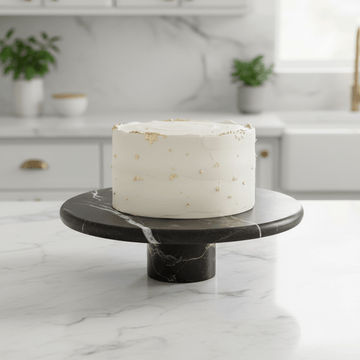 Marmore Black and Gold Marble Cake Stand