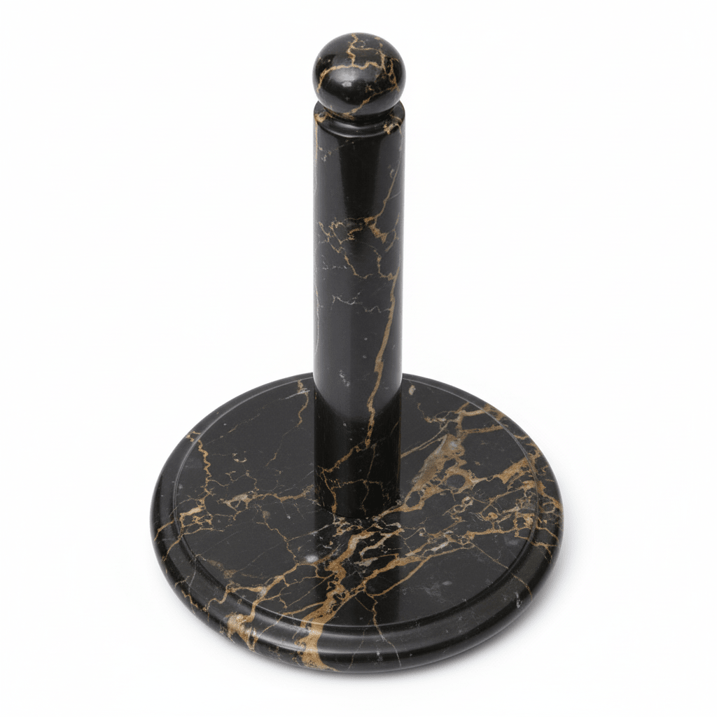 Marmore Black And Gold Marble Kitchen Roll Holder