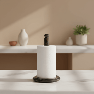 Marmore Black And Gold Marble Kitchen Roll Holder