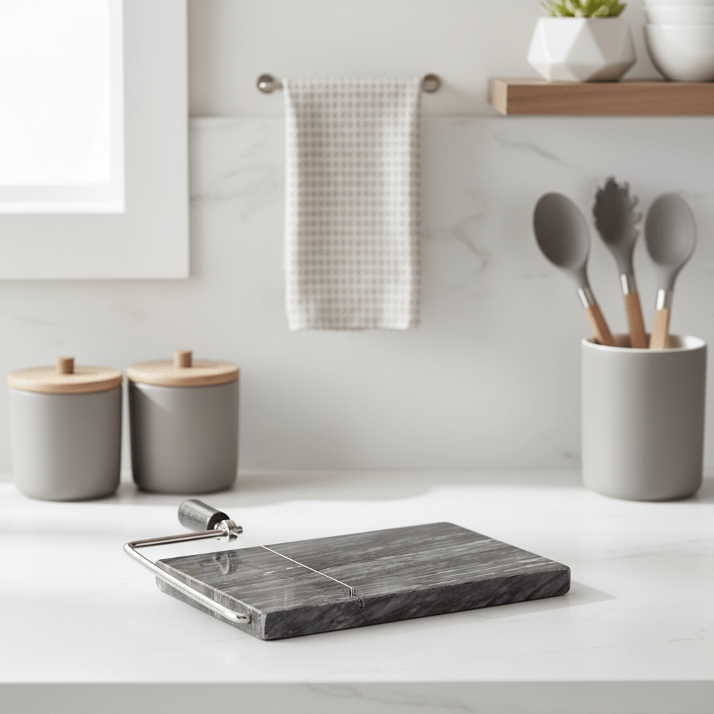 Marmore Black Marble Cheeseboard With Slicer