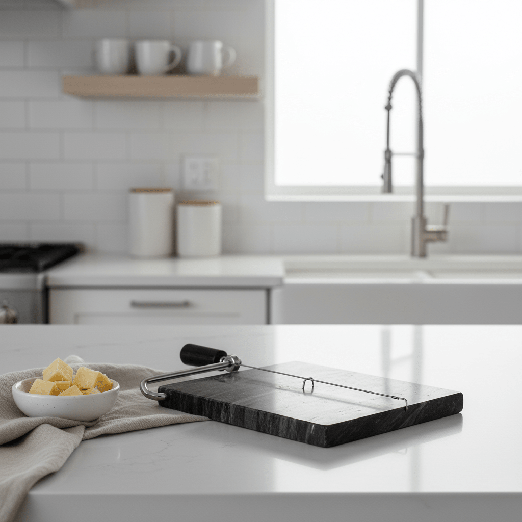 Marmore Black Marble Cheeseboard With Slicer
