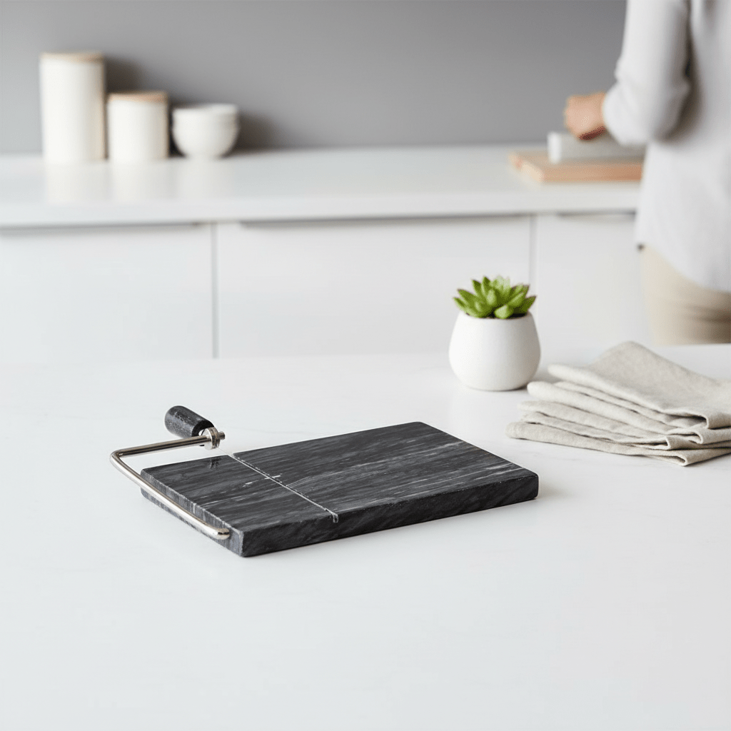 Marmore Black Marble Cheeseboard With Slicer