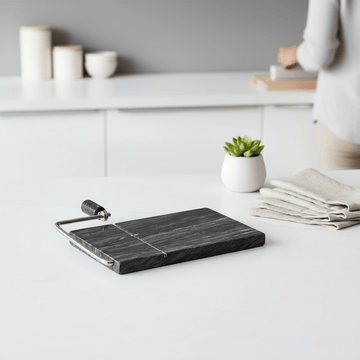Marmore Black Marble Cheeseboard With Slicer