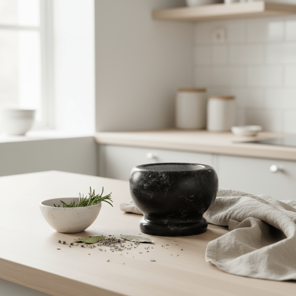 Marmore Black Marble Mortar And Pestle Set