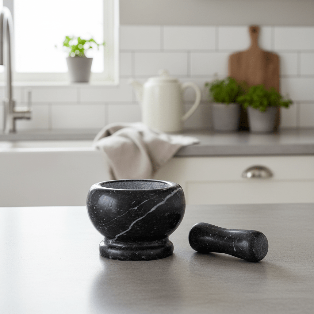 Marmore Black Marble Mortar And Pestle Set