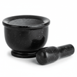 Marmore Black Marble Mortar And Pestle With Rim