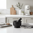 Marmore Black Marble Mortar And Pestle With Rim