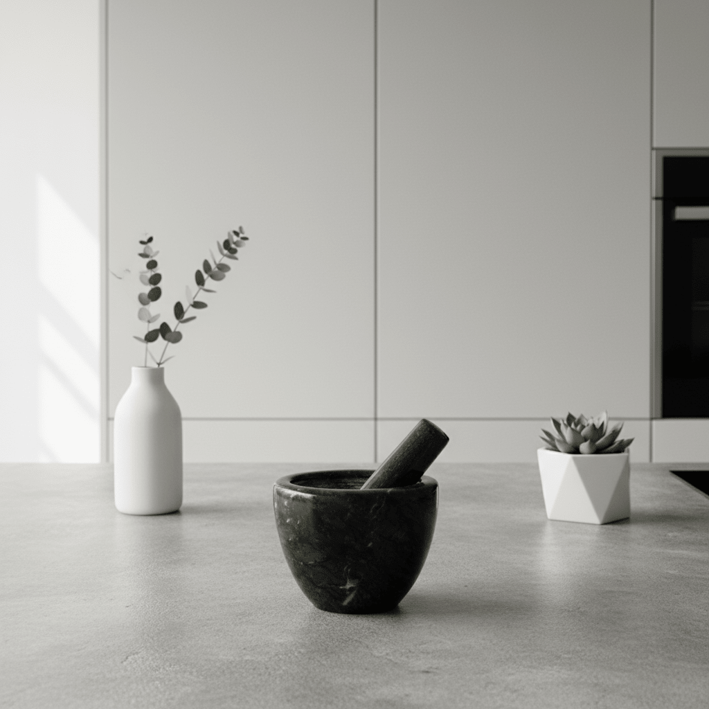 Marmore Black Marble Plain Mortar And Pestle