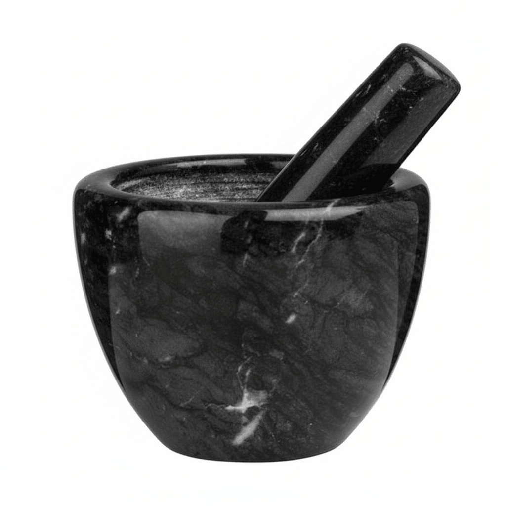 Marmore Black Marble Plain Mortar And Pestle