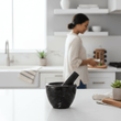 Marmore Black Marble Plain Mortar And Pestle