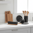 Marmore Black Marble Rolling Pin With Wooden Handles