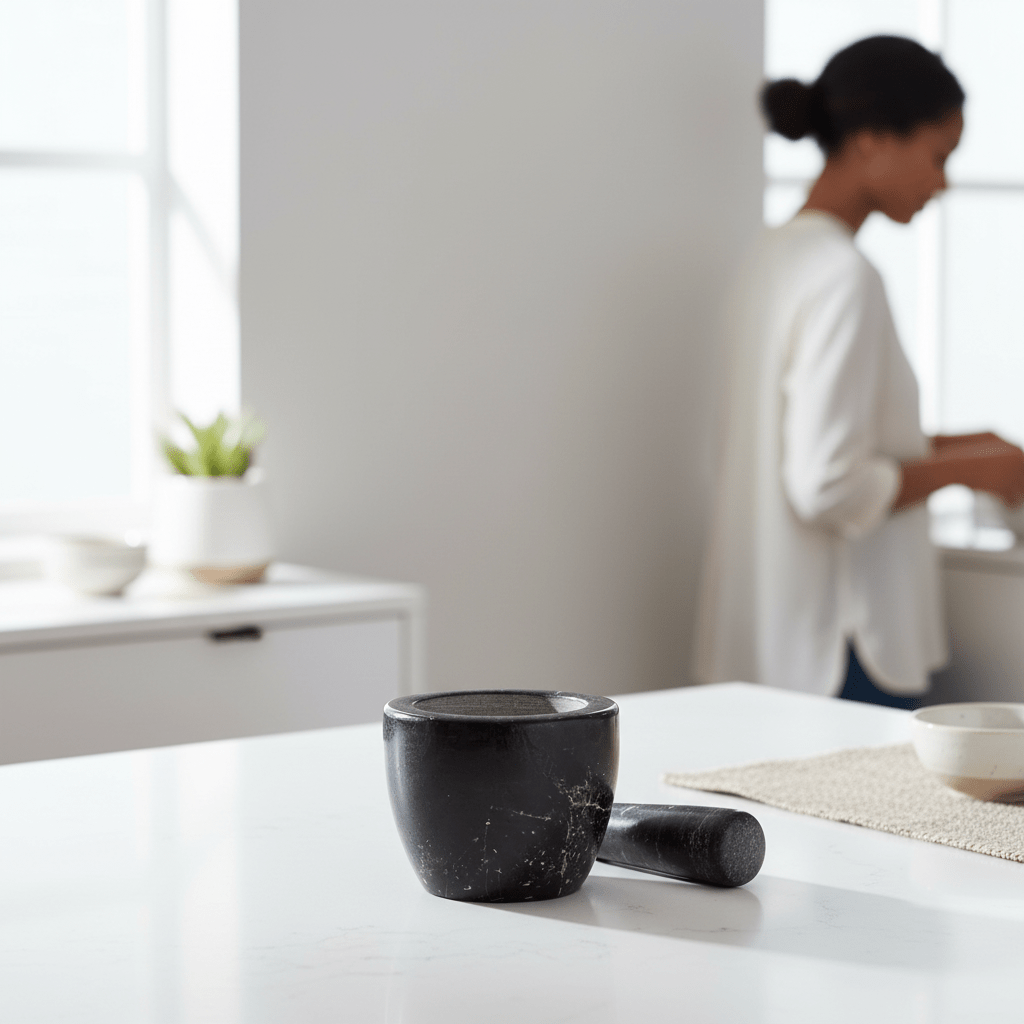 Marmore Black Marble Tapered Mortar And Pestle