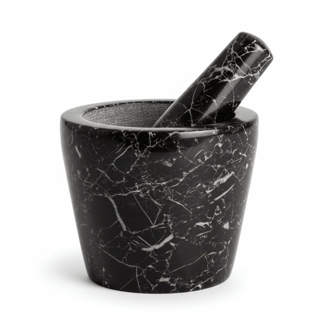 Marmore Black Marble Tapered Mortar And Pestle