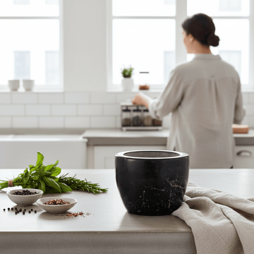Marmore Black Marble Tapered Mortar And Pestle