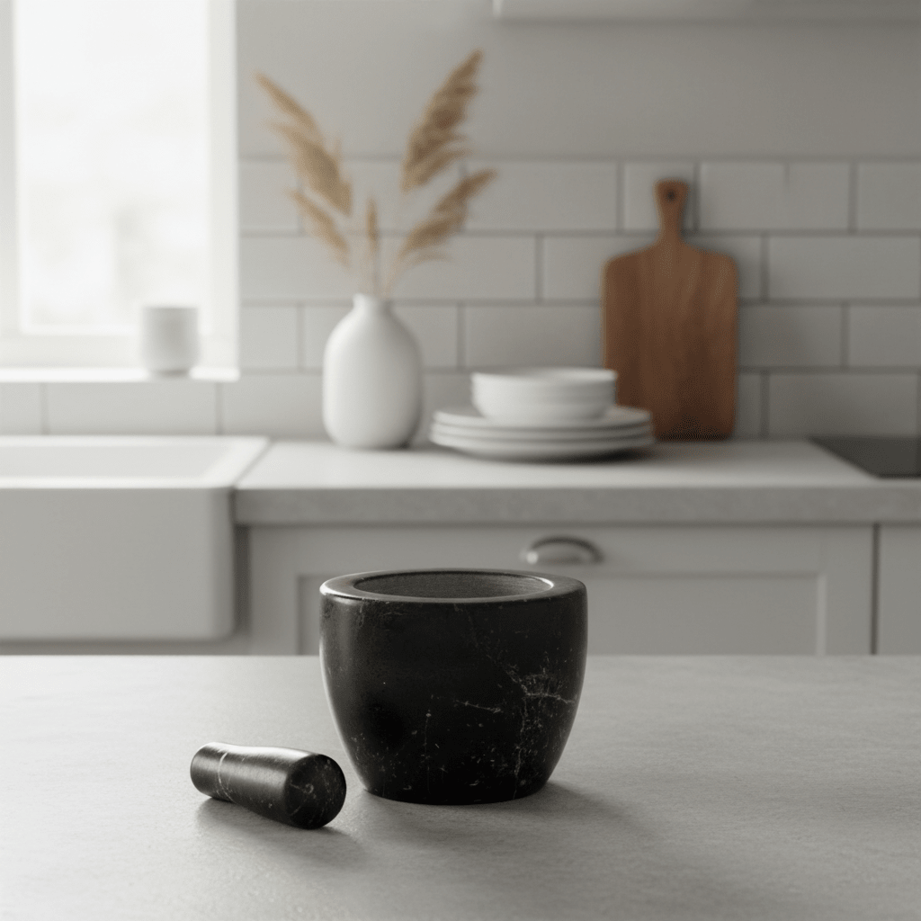 Marmore Black Marble Tapered Mortar And Pestle