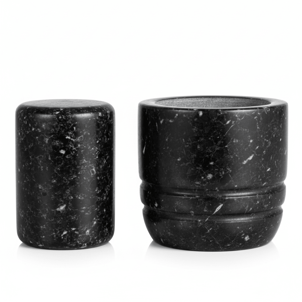 Marmore Black Marble Textured Mortar And Pestle