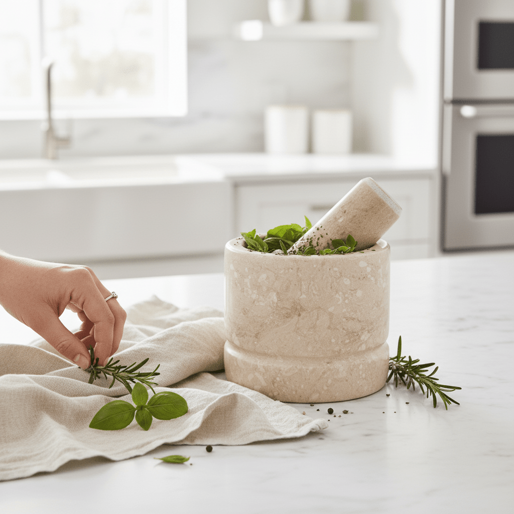 Marmore Cream Marble Mortar And Pestle