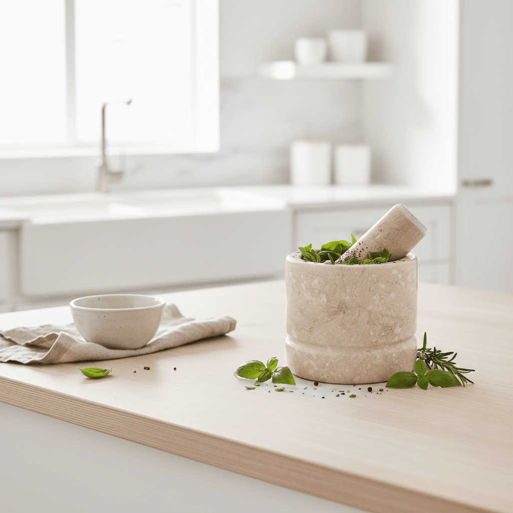 Marmore Cream Marble Mortar And Pestle