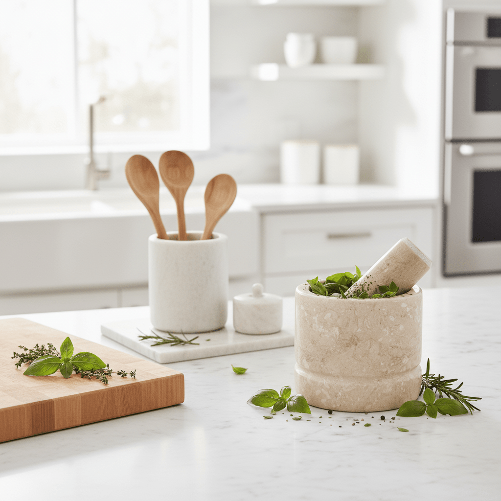 Marmore Cream Marble Mortar And Pestle