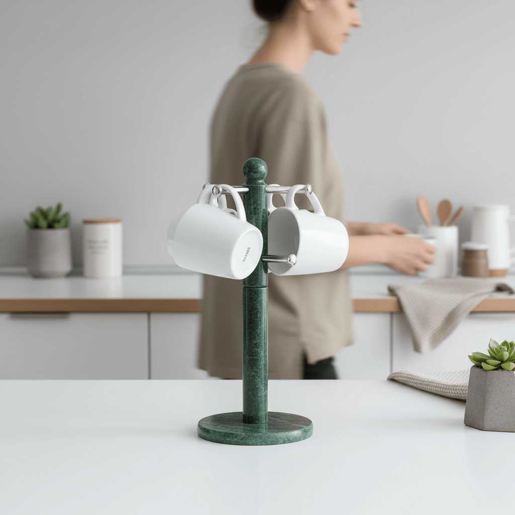 Marmore Green Marble 4 Cup Mug Tree