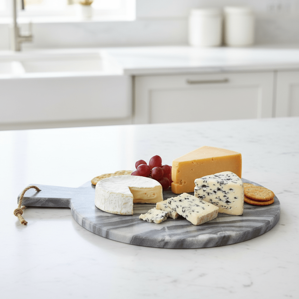 Marmore Grey Marble Round Paddle Serving Board