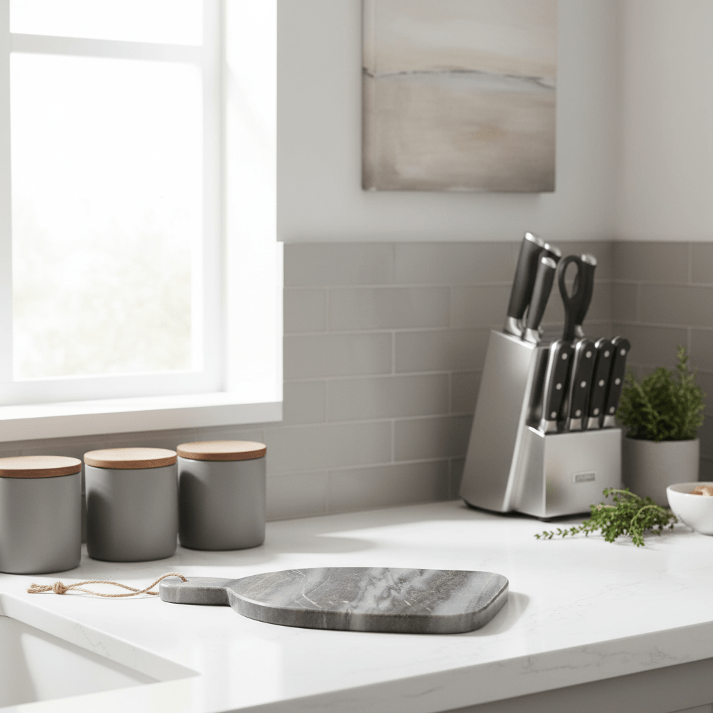 Marmore Rounded Grey Marble Chopping And Serving Board