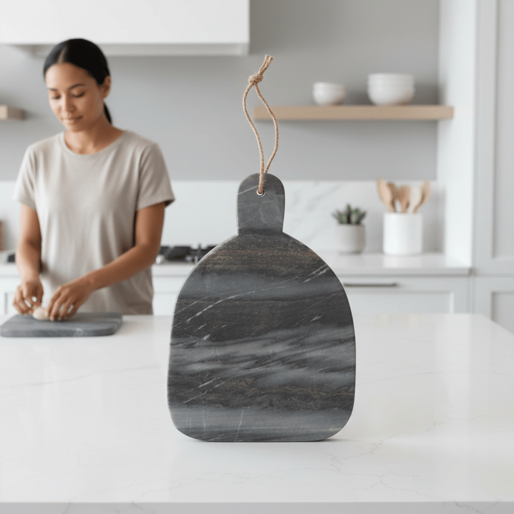 Marmore Rounded Grey Marble Chopping And Serving Board