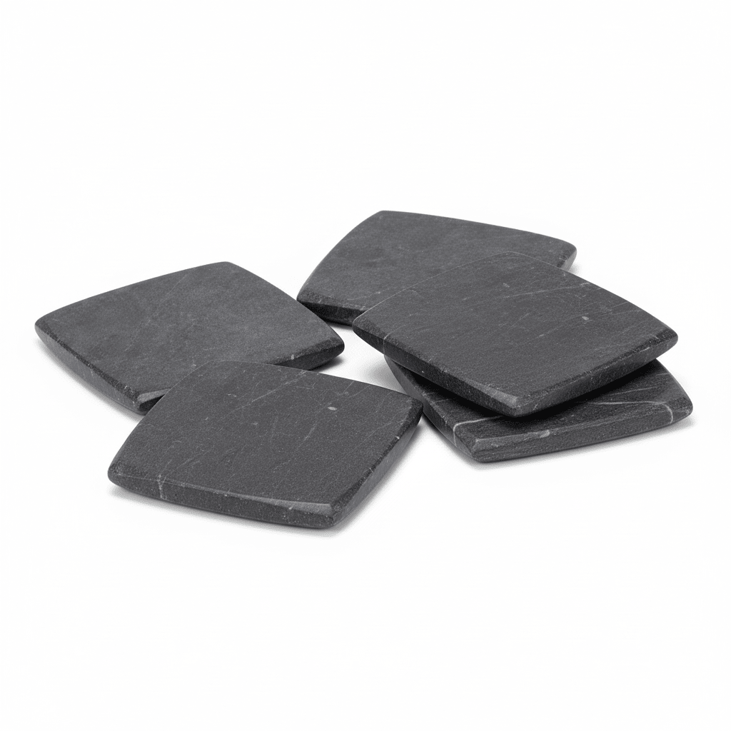Marmore Set Of 4 Dark Grey Marble Square Coasters