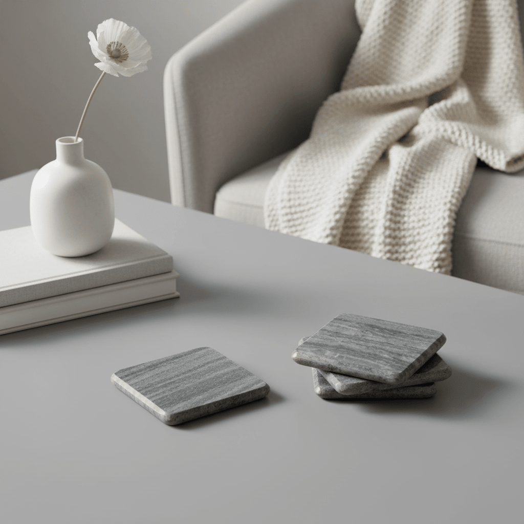Marmore Set of 4 Grey Marble Square Coasters