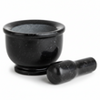 Marmore Black Marble Mortar And Pestle With Rim