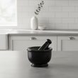 Marmore Black Marble Mortar And Pestle With Rim