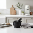 Marmore Black Marble Mortar And Pestle With Rim