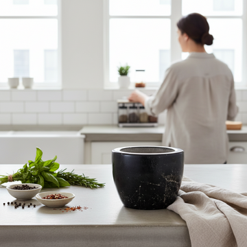 Marmore Black Marble Tapered Mortar And Pestle