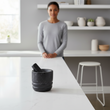 Marmore Black Marble Textured Mortar And Pestle