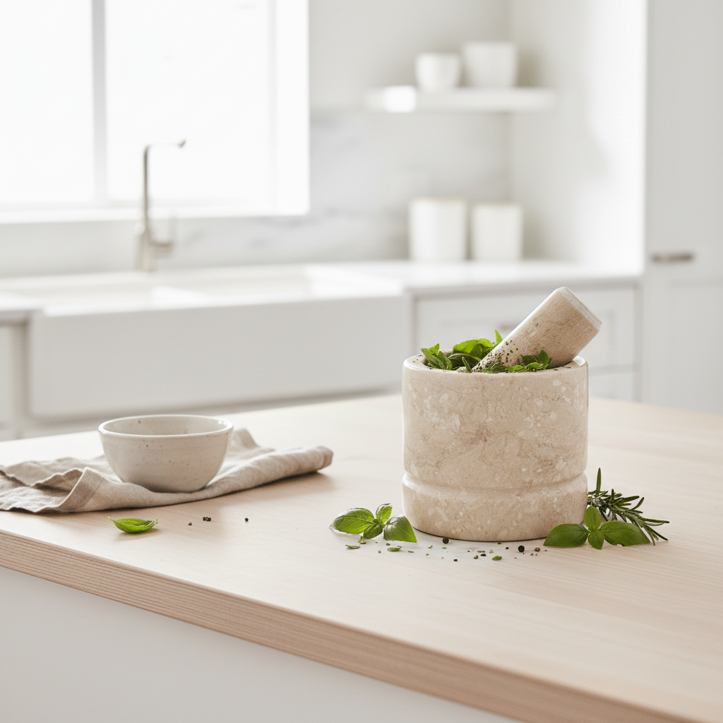 Marmore Cream Marble Mortar And Pestle