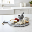Marmore Grey Marble Round Paddle Serving Board