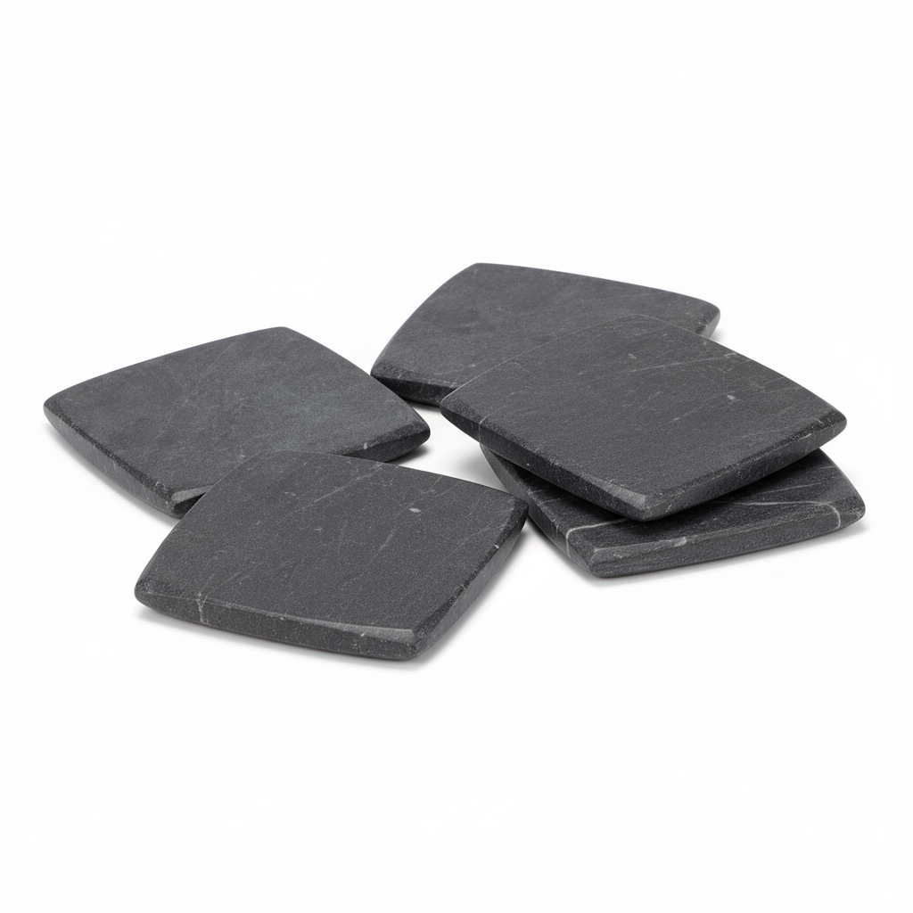 Marmore Set Of 4 Dark Grey Marble Square Coasters