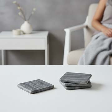 Marmore Set of 4 Grey Marble Square Coasters
