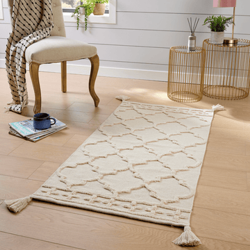 Marrakesh Hand Woven Cotton Rug Eco-Friendly Durable Carpet for Living Room Bedroom Kitchen and Entryway Luxury Tufted Home Decor in Multiple Sizes