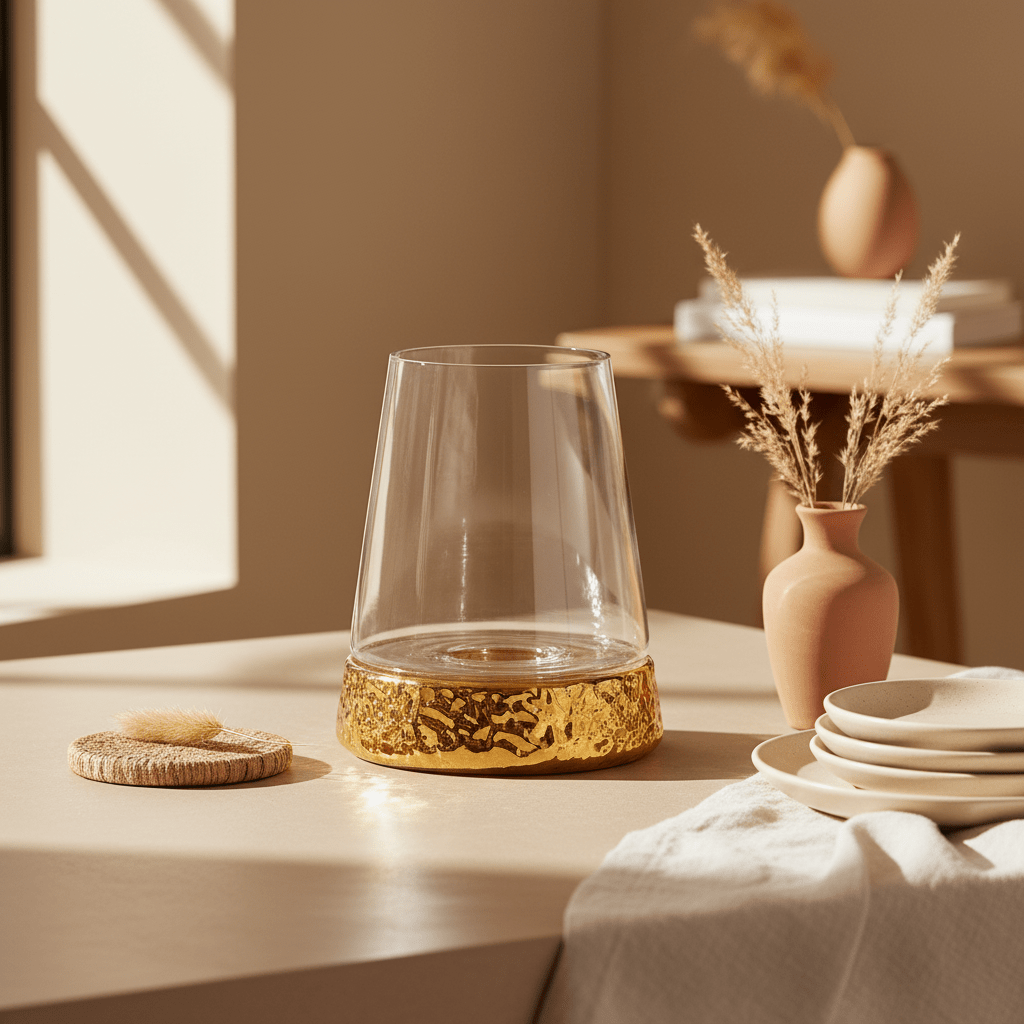 Martele Large Hurricane Gold Candle Holder