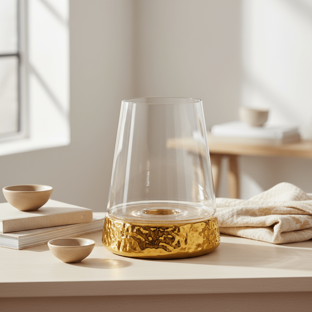 Martele Large Hurricane Gold Candle Holder