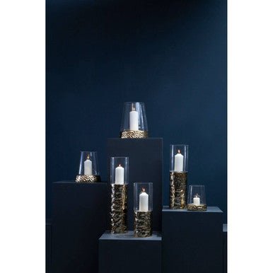 Martele Large Hurricane Gold Candle Holder